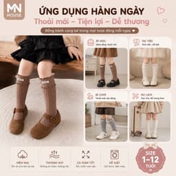 Set 5 Đôi Tất Cho Bé Gái Cổ Cao Viền Bèo Hoạ Tiết Min Min Dễ Thương Phong Cách Korea 4