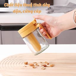 [MẪU MỚI] Lọ Đựng Gia Vị Thuỷ Tinh Có Ngăn Thìa Riêng MIA, Hũ Đựng Gia Vị Nhà Bếp Chống Ẩm 300ml 5