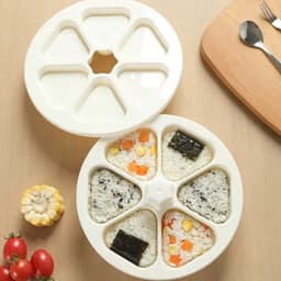 Bộ khuôn 6 ngăn nhỏ làm cơm nắm, sushi tiện lợi màu xanh hoặc trắng 6