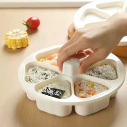 Bộ khuôn 6 ngăn nhỏ làm cơm nắm, sushi tiện lợi màu xanh hoặc trắng 7