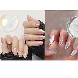 Hũ tráng gương Cực Quang - Ánh Cầu Vồng Siêu Sáng nổi bật bộ móng Nail Michi 3