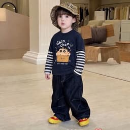 Set 2 áo phối tay kẻ cho bé 5