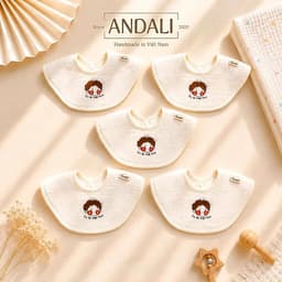 Set 2 yếm tròn em bé Việt Nam anchee, chất đũi gân dày dặn cho bé 1