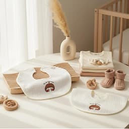 Set 2 yếm tròn em bé Việt Nam anchee, chất đũi gân dày dặn cho bé 6