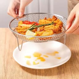 Rổ lưới innox , vỉ hấp, khay lưới ráo dầu chiên rán tiện lợi 6
