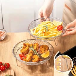 Rổ lưới innox , vỉ hấp, khay lưới ráo dầu chiên rán tiện lợi 2