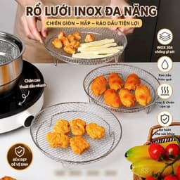 Rổ lưới innox , vỉ hấp, khay lưới ráo dầu chiên rán tiện lợi 1
