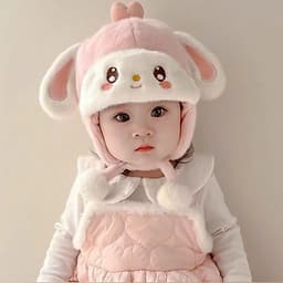 Mũ len tai MÈO  Lông Dệt Kim Bịt Tai Dây Bông Cho Bé 6-40 THÁNG TUỔI Mẫu Mới 2025 SIÊU XINH 3