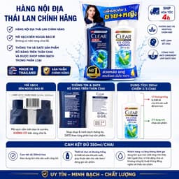 [CHUẨN THÁI] COMBO 2 DẦU GỘI CLEAR MEN THÁI LAN 350ml/chai BẠC HÀ 6