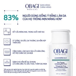 BHA Obagi Clenziderm M.D. Exfoliating BHA 2% Nước hoa hồng Cân bằng Toner tẩy tế bào chết, làm sạch mụn - 148ml 4