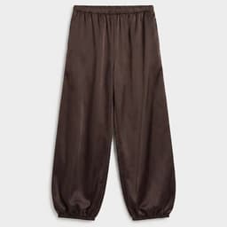 [ Hiền BigSize] (Hàng Lỗi Nhẹ) Quần Dài Baggy Lụa Satin Nữ Nâu Chocolate Cạp Thun Dây Rút,Ống Bo Gấu,Che bụng tốt 4