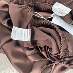 [ Hiền BigSize] (Hàng Lỗi Nhẹ) Quần Dài Baggy Lụa Satin Nữ Nâu Chocolate Cạp Thun Dây Rút,Ống Bo Gấu,Che bụng tốt 7