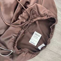 [ Hiền BigSize] (Hàng Lỗi Nhẹ) Quần Dài Baggy Lụa Satin Nữ Nâu Chocolate Cạp Thun Dây Rút,Ống Bo Gấu,Che bụng tốt 6