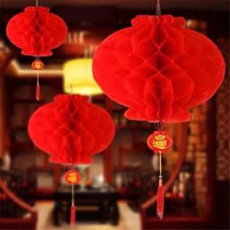 Combo 100 cái Đèn Lồng Nilong Trang Trí Tết , Cầu Tổ Ong Trang Trí Tết Kèm Đuôi 5