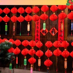 Combo 100 cái Đèn Lồng Nilong Trang Trí Tết , Cầu Tổ Ong Trang Trí Tết Kèm Đuôi 4