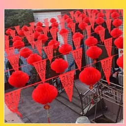 Combo 100 cái Đèn Lồng Nilong Trang Trí Tết , Cầu Tổ Ong Trang Trí Tết Kèm Đuôi 3