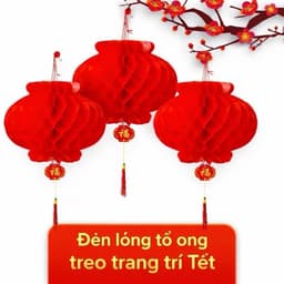Combo 100 cái Đèn Lồng Nilong Trang Trí Tết , Cầu Tổ Ong Trang Trí Tết Kèm Đuôi 1