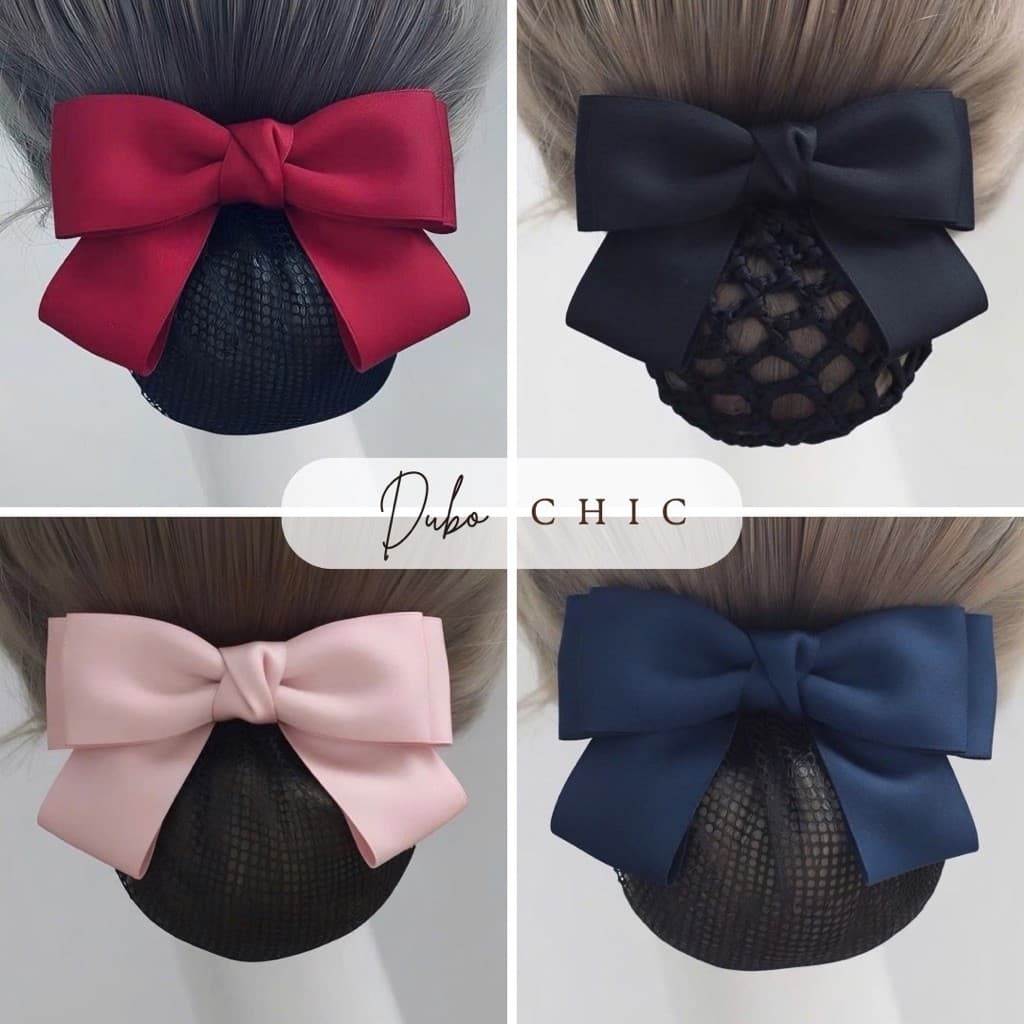 Kẹp tóc búi nơ lưới nhiều màu Dubochic 10cm thời trang công sở cuộn tóc gọn gàng