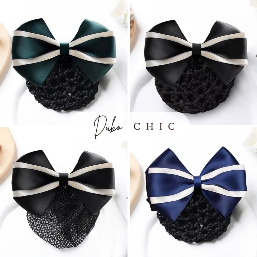 Kẹp tóc có lưới bọc tóc Dubochic 10cm dễ phối trang phục