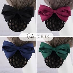 Kẹp tóc nữ lưới nơ Dubochic 10cm tiếp viên văn phòng tiện lợi 1