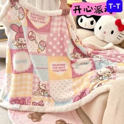 Chăn Lông Cừu Mềm Cho Bé Họa Tiết Hoạt Hình Gấu Thỏ – Chăn Đắp Mùa Thu Đông 8