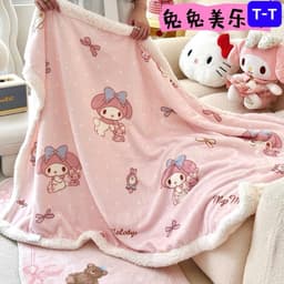 Chăn Lông Cừu Mềm Cho Bé Họa Tiết Hoạt Hình Gấu Thỏ – Chăn Đắp Mùa Thu Đông 1