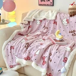 Chăn Lông Cừu Mềm Cho Bé Họa Tiết Hoạt Hình Gấu Thỏ – Chăn Đắp Mùa Thu Đông 5
