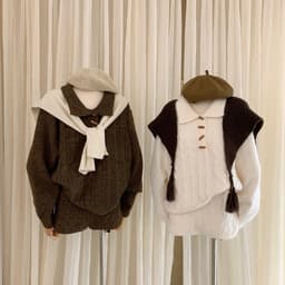 (Dmina) Set Polo Len Thừng Khuy Gỗ Kèm Quần Short Vừa Ấm Vừa Xinh Hàng QC - ảnh thật 8