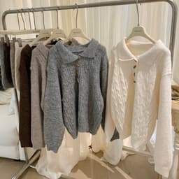 (Dmina) Set Polo Len Thừng Khuy Gỗ Kèm Quần Short Vừa Ấm Vừa Xinh Hàng QC - ảnh thật 9
