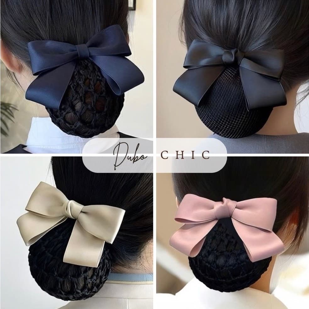 Kẹp tóc lưới nơ Dubochic 10cm kẹp tóc nữ công sở