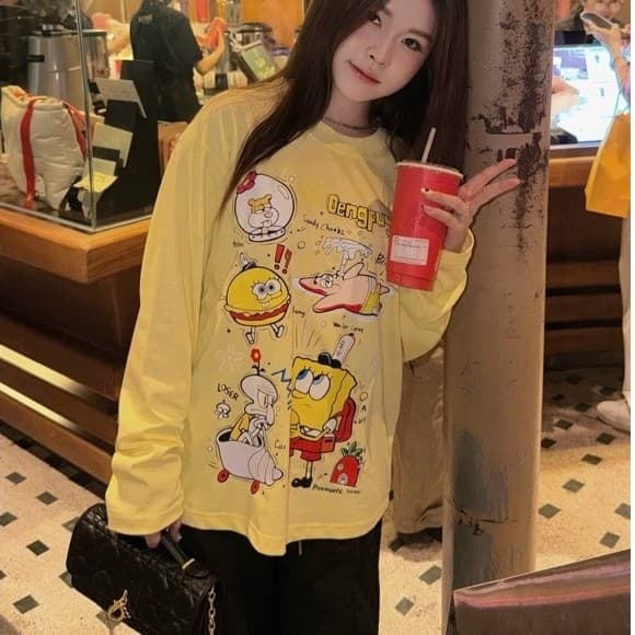 | 𝐋𝐨𝐧𝐠𝐭𝐞𝐞 | ÁO THUN TAY DÀI BỌT BIỂN VÀNG PASTEL VẢI COTTON