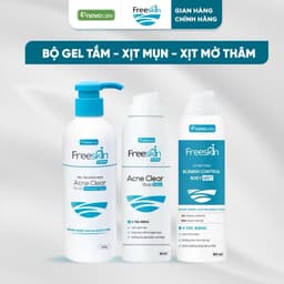 Combo Xịt mụn 80ml & Gel tắm ngừa mụn lưng, viêm nang lông 250g & Xịt mờ thâm 80ml Novocare - Freeskin 8