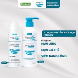 Combo Xịt mụn 80ml & Gel tắm ngừa mụn lưng, viêm nang lông 250g & Xịt mờ thâm 80ml Novocare - Freeskin 9