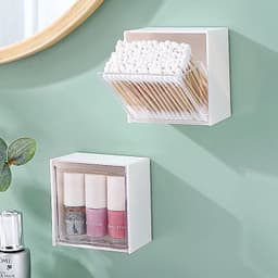 VINBEO Hộp đựng đồ nắp lật trong suốt gắn tường dùng để đựng bông tẩy trang,Tăm bông,Phụ kiện tiện lợi ANHI004 6