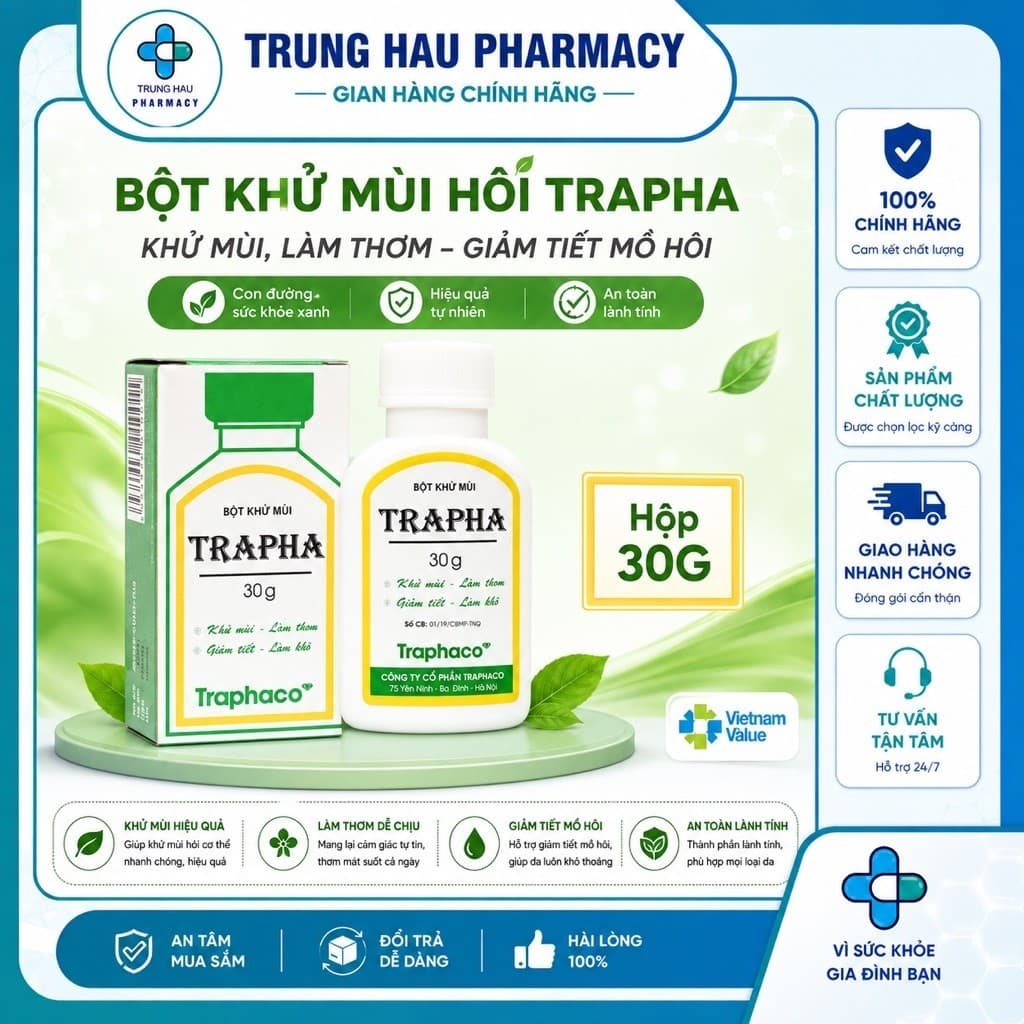 [CHE TÊN] COMBO 5 HỘP & 10 HỘP Bột khử mùi TRAPHA mùi hôi chân & nách hiệu quả
