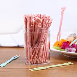 [Shop DoTrung] Hộp 50 cái Nĩa nhựa ăn trái cây, bánh kẹo, decor trang trí 3
