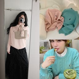 𝟏𝟒𝐚𝐦.𝐬𝐭𝐮𝐝𝐢𝐨 | Áo Len Nữ Cổ Tròn Dệt Kim Vặn Thừng Thêu Logo Ngựa Phong Cách Hàn Quốc Dày Dặn Ấm Áp Thu Đông 2