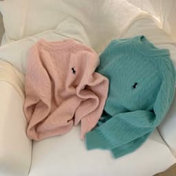 𝟏𝟒𝐚𝐦.𝐬𝐭𝐮𝐝𝐢𝐨 | Áo Len Nữ Cổ Tròn Dệt Kim Vặn Thừng Thêu Logo Ngựa Phong Cách Hàn Quốc Dày Dặn Ấm Áp Thu Đông 8