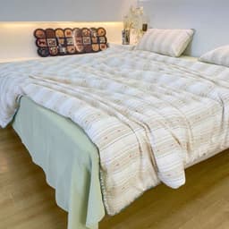 Bộ vỏ chăn ga gối Cotton Đũi 4 món phong cách Hàn Quốc,thiết kế viền chỉ mới lạ chất vải thoáng mát mềm mịn 6