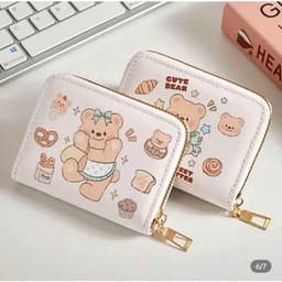 Ví Đựng Thẻ Mini Họa Tiết Gấu Dễ Thương, Ví Nhiều Ngăn Khóa Kéo Tiện Dụng Nhỏ Gọn 6