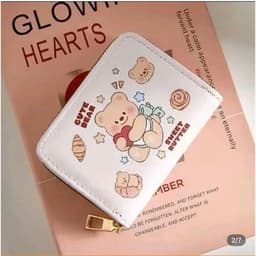Ví Đựng Thẻ Mini Họa Tiết Gấu Dễ Thương, Ví Nhiều Ngăn Khóa Kéo Tiện Dụng Nhỏ Gọn 3
