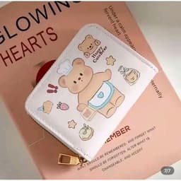 Ví Đựng Thẻ Mini Họa Tiết Gấu Dễ Thương, Ví Nhiều Ngăn Khóa Kéo Tiện Dụng Nhỏ Gọn 5