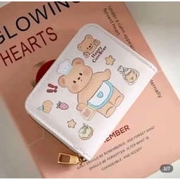 Ví Đựng Thẻ Mini Họa Tiết Gấu Dễ Thương, Ví Nhiều Ngăn Khóa Kéo Tiện Dụng Nhỏ Gọn 4