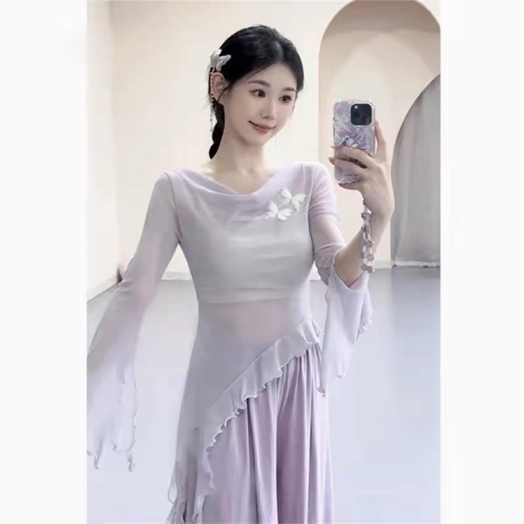 Áo tập múa cổ trang Áo múa truyền thống (ko kèm áo lót trong)