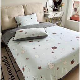 Bộ vỏ chăn ga gối Cotton Đũi viền chỉ in hoạ tiết cute,vỏ chăn có khoá kéo lồng ruột,ga bo chun mọi kích cỡ 8