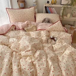 Bộ vỏ chăn ga gối Cotton Đũi viền chỉ in hoạ tiết cute,vỏ chăn có khoá kéo lồng ruột,ga bo chun mọi kích cỡ 2