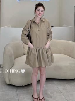 <Đầm Bầu Quynhanhhoue> (NH CLOTHING)Váy suông Váy kẻ caro chân xoè Qc2656 fsz 3