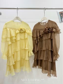 <Đầm Bầu Quynhanhhoue> (NH CLOTHING)Váy suông váy tơ tầng hoa ngực M11959 sm 6