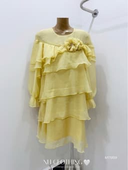 <Đầm Bầu Quynhanhhoue> (NH CLOTHING)Váy suông váy tơ tầng hoa ngực M11959 sm 9