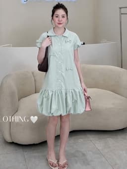 <Đầm Bầu Quynhanhhoue> (NH CLOTHING)Váy suông váy gió nơ M11968 sm 3